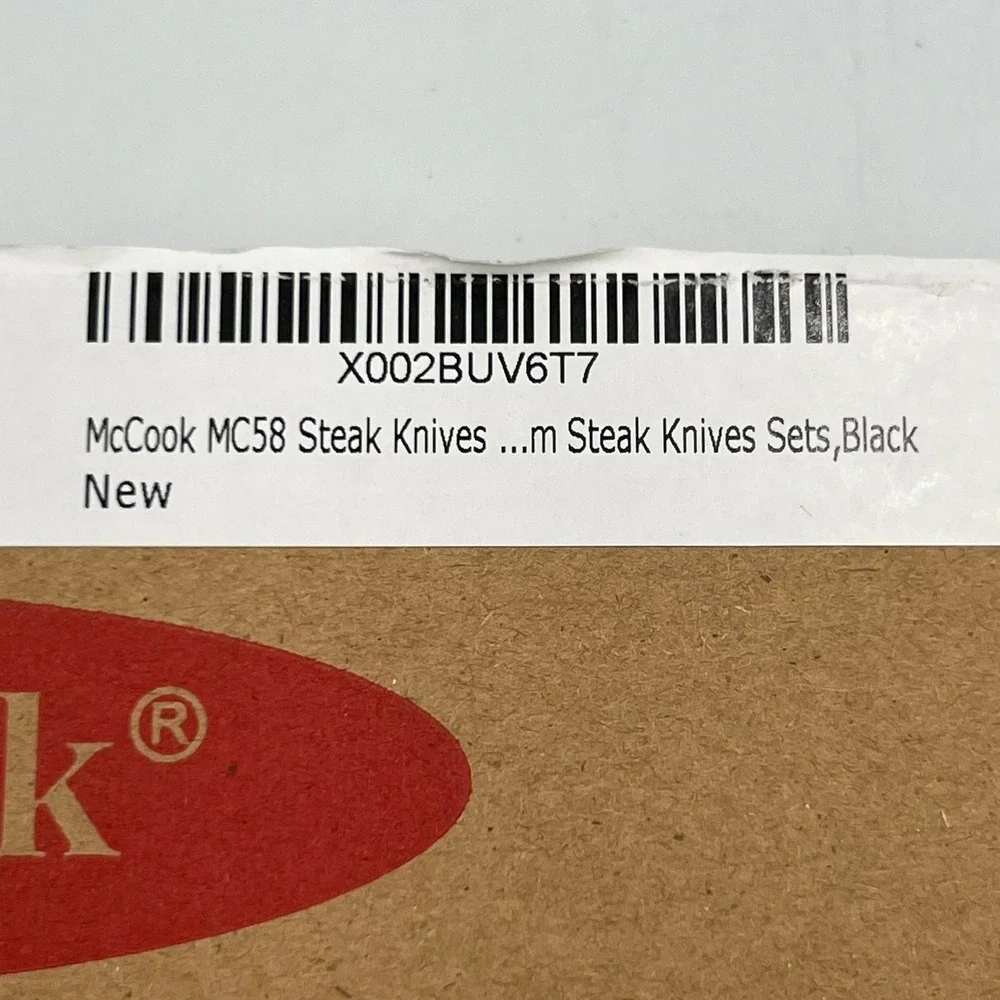 McCook Steak Knives Set MC58 8pc Black New Serrated Stainless Steel